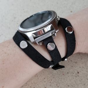Black Leather Bracelet for Samsung Gear S3